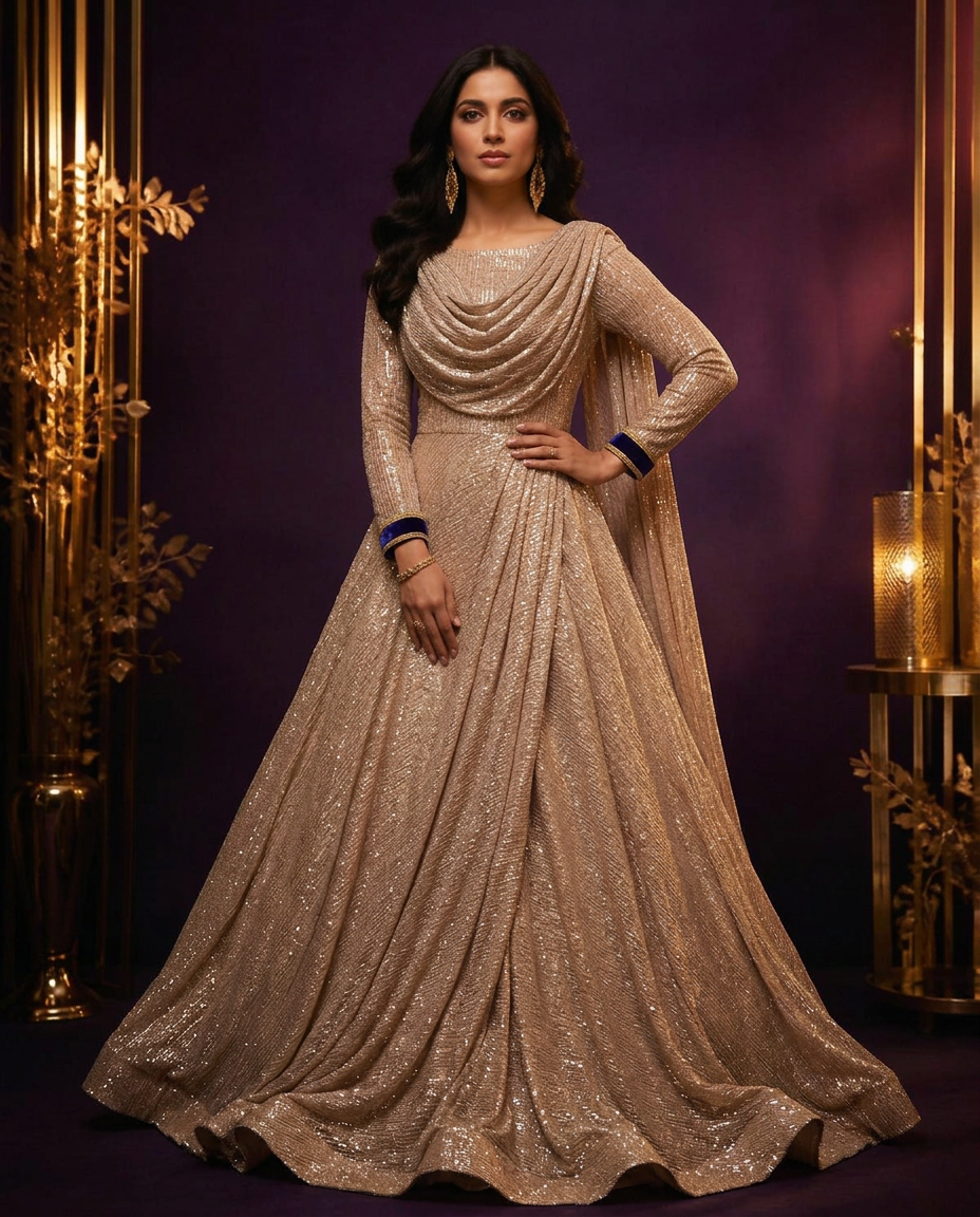Elegant woman in a shimmering gown
