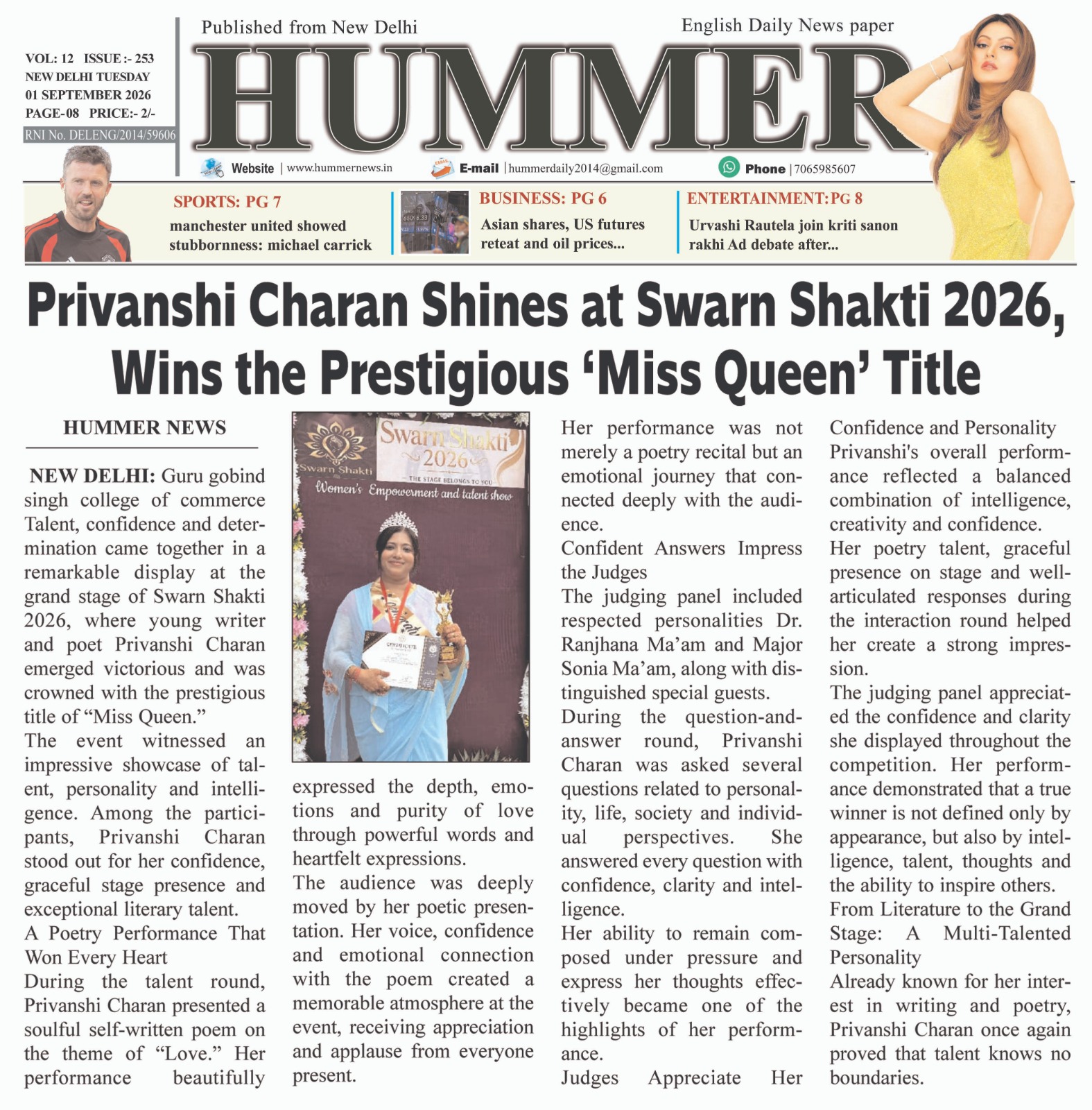 our winner on the cover page