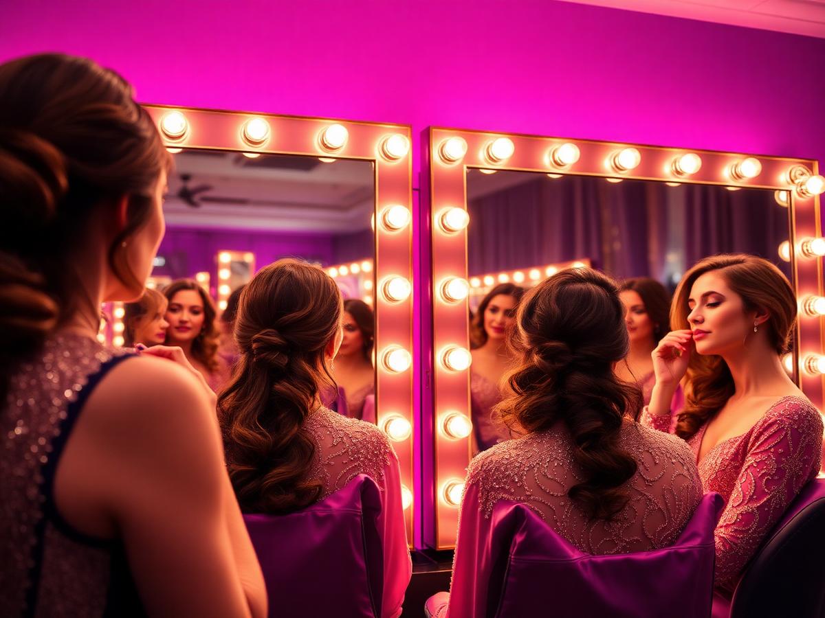 Backstage grooming session